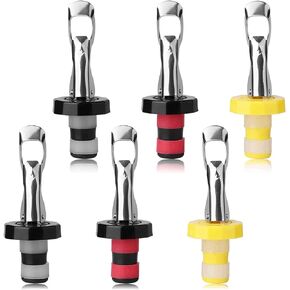 6pcs Reusable Wine Stoppers, Silicone Vacuum Bottle Stopper,Expanding Manual Beverage Bottle Stopper,Wine Bottle Airtight Seal Cork