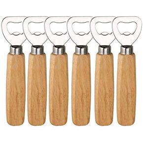 Bartender Bottle Openers, Beer Bottle Openers, Cider, Soft Drinks -Wood Handle Handheld (set of 6)