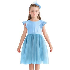 Uhnice Toddler Girl Tulle Tutu Flutter Sleeve Casual Dress