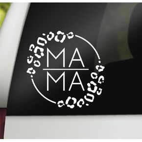Mama Vinyl Decal | Circle Mama Car Decal Sticker | Cheetah Print Mom Decal Bumper Sticker Window Laptop Tumbler Decal | Mama Car Decal Leopard Print | 5" x 5" Size | Made in USA