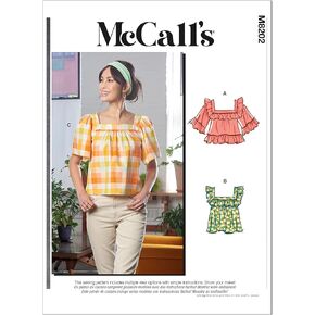 McCall's Misses' Square Neck Top Sewing Pattern Kit, Code M8202, Sizes L-XL-2XL, Multicolor