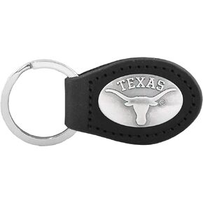 NCAA Texas Longhorns Black Leather Concho Key Fob, One Size