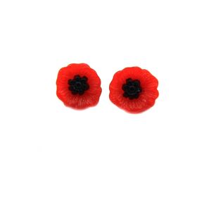 Poppy Stud Earrings, Handmade Red Flower Stud Earrings, Remembrance Day Floral Jewelry, Tiny Cute Earring for Women, Birthday Gift Idea, Thanksgiving Jewellery