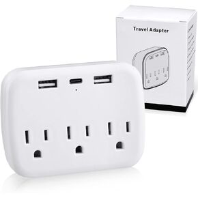 Cruise Power Strip Cruise Essentials Non Surge Protection Outlet Extender with USB Outlets Ports Portable Travel Adapter Multiple Plug for Cruise Ship, Home, Office, White