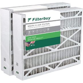 Filterbuy 24x25x5 Air Filter MERV 8 Dust Defense (2-Pack), Pleated HVAC AC Furnace Air Filters Replacement for Carrier FILXXCAR0024 (Actual Size: 23.63 x 24.69 x 4.25 Inches)