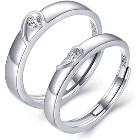 Couples Heart Shape Ring 925 Sterling Silver Promise Couple Rings for Men Women,True Love Wedding Rings Jewelry Engagement Gift for Boy Girls
