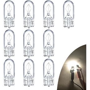 Pack-10 T10 Car Brake Lights, 1891/7443 5W Double-wire Vehicle Turn Signal Tail Light Replacements, Universal Waterproof Automotive Lighting Accessories for Truck SUV Car (White Light)