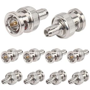XRDS -RF BNC Compression Connector for RG59 Coaxial Cable BNC Male RG59 Connectors for CCTV, SDI, HD-SDI, Siamese, Security Camera(Pack of 10)