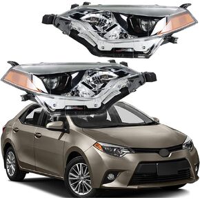 LABLT Halogen Headlight Left and Right Side Assembly Replacement for 2014 2015 2016 Toyota Corolla Headlight Pair Driver and Passenger Headlamps