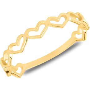 Dainty Solid 14K Gold Heart Ring For Women | Comfortable and Thin Gold Ring for Stacking | Hypoallergenic Real Gold Ring Bands in Sizes 6 to 8 by MAX + STONE