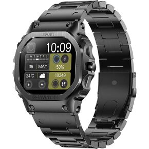 Smart Watch for Men Smart Watches Military Watches for Men Fitness Tracker Bluetooth Call Heart Rate Monitor Sleep Monitor Pedometer Step Counter Waterproof Smartwatch iOS Android Phones Canvas Band