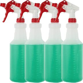 8 Pack Empty Spray Bottles for Cleaning Solutions- Heavy Duty Spray Bottle with Measurements and Adjustable Nozzle (Mist & Stream Mode) - 32 Oz. Multipurpose Clear Plastic Spray Bottles