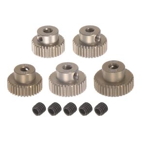 uxcell 64P Pinion Gear Set 3.175mm (1/8") Shaft 31T 32T 33T 34T 35T Aluminum Alloy Motor Gears for 1/10 RC Car (5pcs)