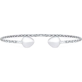 Personalize Initial Alphabet A-Z Boho Western Jewelry Arrow Heart Tips Twist Design Stackable West Indian Bangles Bracelet For Women Teens Solid .925 Sterling Silver Strong 7.5 Inch Wrist Customizable