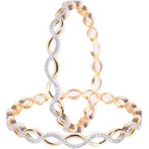 Ratnavali Jewels CZ Zirconia Red Diamond Gold Tone Sleek Bracelet Bollywood Wedding Bangle Bracelet Jewelry Women