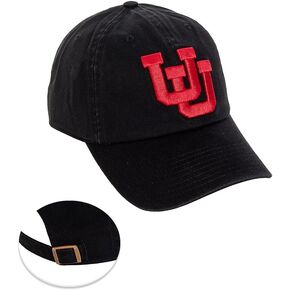 Desert Cactus University of Utah Baseball Hat UT Utes Brimmed Embroirderd Hats Cap Adjustable Cloth Strap Adult (Style D) Black