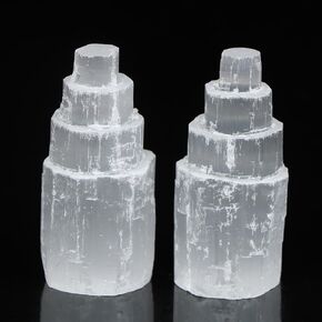 Himalayan Natural Selenite Crystal Selenium Skyscraper Tower Home Decoration Meditation Stone Gypsum Tower for Reiki Healing (10cm-1pcs)