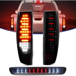 ضوء خلفي LED + طقم ضوء الفرامل الثالث مناسب لسيارة Chevy Colorado/GMC Canyon 2004-2012، مجموعة الضوء الخلفي لمصباح الشحن الخلفي، عدسة دخان سوداء اللون