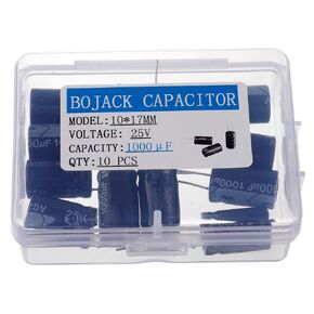 BOJACK 10X17mm 1000uF 25V 1000MFD 25Voltage ±20% Aluminum Electrolytic Capacitors(Pack of 10 Pcs)