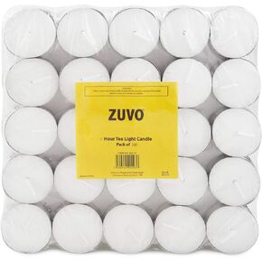 Tea Lights Candles 4 Hour Burn (100 Pack) - White Lights - 1.5"W x 1"H Smokeless & Unscented Candles - Party Candles- for Weddings, Home Decor