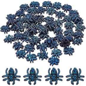 GORGECRAFT 60Pcs 13mm Halloween Spider Flatback Charms Opaque Resin Cabochons Spider Buttons Sew On Christmas Scrapbooking Embellishments & Decorations with Rhinestone for Crafts
