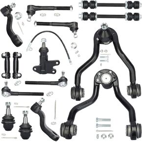 Front Upper Lower Control Arms + Tie Rods + Sway Bar Links 1993 1994 1995 1996 1997 1998 1999 2000 for Chevy for GMC C1500 C2500 C3500 Suburban Control Arms kit - 15pc Set