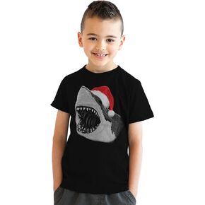 Youth Santa Jaws Funny Holiday Shark Christmas Cool Novelty T Shirt for Kids