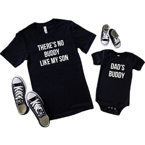 Daddy and son matching outfits shirts Father's Day No buddy like my son dad's buddy baby toddler daddy's boy (3-6M bodysuit, Dad's buddy, Black)