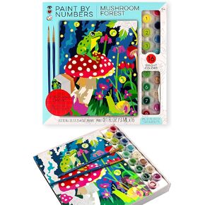 Bright Stripes Paint by Numbers Kit for Kids: Easy to Follow Paint by Numbers Canvas with Frame Kids Paint Kit (Paint by Number Frog & Mushroom)