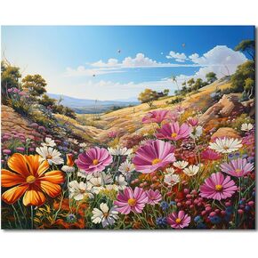 TFIAVSIN Paint by Numbers for Adults Beginner, Flowers Beach Sunset Paint by Numbers Kits Daisies Sea Landscape Adult Paint by Number DIY Paint by Number Kits Home Wall Decoration, 16 x20 Inch
