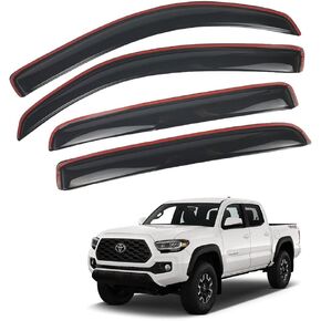 Rain Guards in-Channel 4pcs Dark Tinted Compatible with 2016 2017 2018 2019 2020 2021 2022 Toyota Tacoma Double Cab Side Window Deflectors Vent Window Visors
