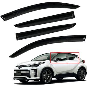 4PCS Side Window Visors Rain Guard Deflectors Mugen Style 3D Wavy Black Tinted Replacement for 2017-2020 C-HR CHR