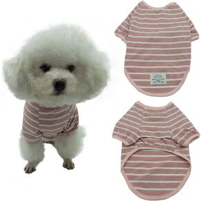 Dog Shirt Light Elastic Soft Comfortable Breathable Cotton Pet Apparel Safe Care for Small Medium Dogs & Cats Stylish Wide Striped Design for Puppies Ideal for Everyday Wear L/Blue-red