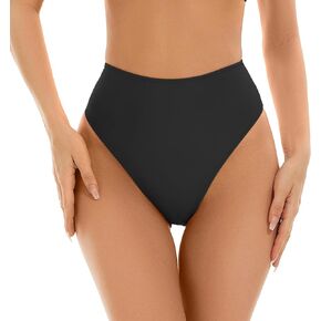 بيكيني نسائي عالي الخصر من Kepblom - جزء سفلي ذو قصة عالية للشاطئ وحمام السباحة والمهرجانات، أسود، XXL in Kuwait