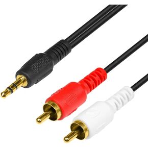 3.5mm Stereo Male to Dual RCA Male (Right and Left) Audio Cable, 1 Foot CNE455759