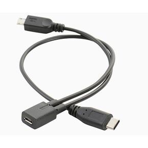 Micro USB Splitter Cable, Micro USB Female to Male and USB Type C Male Y Splitter Extension Charge Cable.(0.3m/12inch 1Pcs)