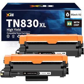 XJI Compatible Toner Cartridges Replacement for Brother TN830XL TN-830XL TN830 XL TN-830 Ink, to use with HL-L2400D HL-L2405W HL-L2460DW HL-L2480DW DCP-L2640DW MFC-L2820DW L2820DWXL Printer (2 Black)