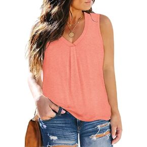 CARCOS Womens Plus Size Tank Tops Sleeveless Shirts Vneck Casual Camisole Animal/Floral/Star Tank XL-5XL