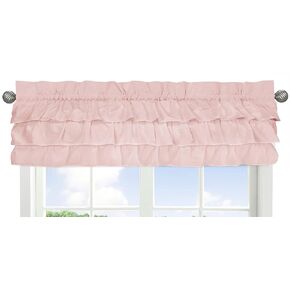 Sweet Jojo Designs Solid Color Blush Pink Shabby Chic Ruffle Window Treatment Valance for Harper Collection