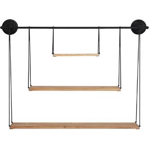 رف حائط من ستراتون هوم ديكور مكون من 3 طبقات من المعدن والخشب، كبير جدًا، أسود in Kuwait