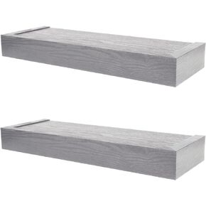 HIGH & MIGHTY 515619 Modern 18" Floating Shelf Holds up to 15lbs, Easy Tool-Free Dry Wall Installation, Flat, Retail Pack of 2, Gray