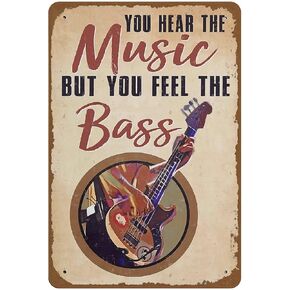 graman Bass Guitar Poster, 8x12in Metal Tin Signs, Music Lover Gift, Waterproof Retro Plate for Wall Art Decor, Living Room, Bar, Cafe, Unframed