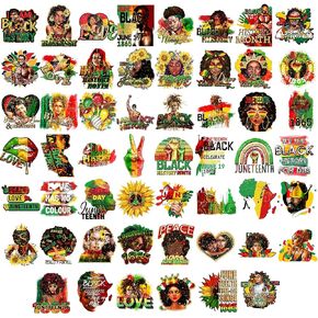 54 Pcs Juneteenth Iron on Transfer Black History Month Heat Vinyl Decals Black Girls Decals HTV Vinyl Heat Transfer Patches Black Women Men for Clothes Bag DIY Decorations