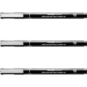UNI-Ball PIN Drawing Pen FINELINER Ultra FINE LINE Marker 0.05mm Black Ink - [Pack of 3]
