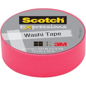 Scotch Expressions Washi Tape, 1.25 Inch Core, 0.59 Inch x 32.75 Feet, Pink