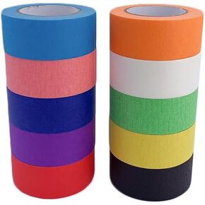 10 قطع شريط لاصق ملون، شريط رسامين بعرض 2.54 سم، شريط ورقي 14 ياردة، شريط لاصق، لفافات شريط ملونة، شريط طلاء جاف، شريط واشي ملون للحرف اليدوية، ملصقات، ديكور منزلي، ديكور منزلي in Kuwait