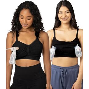 Kindred Bravely 2-Pack Hands Free Pumping Bra & Sleep Pumping Bra Bundle (Black, Large)