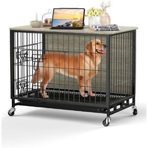 2024 New Dog Crate Furniture, Compact 27.2" Small Dog Dual-Entry Kennel Meets Elegant End Table, Effortless Maintenance, Chew-Resistant, Easy Mobility for Cozy Spaces, Rustic Brown