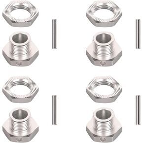 17mm Hex Wheel Drive Hubs Adapter, 17mm Hex Wheel Drive Hubs Adapter Nuts, Hex Wheel Drive Hubs Adapter Nuts with Pins for Traxxas Axial HPI HSP Redcat 1/8 RC Truck (Silver) in Kuwait