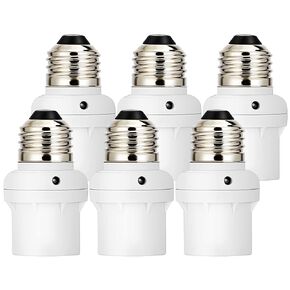 DEWENWILS Light Sensor Socket, E26 E27 Dusk to Dawn Light Bulb Sockets for Light Fixtures, Compatible with Incandescent/CFL/LED/Halogen Bulbs, ETL Listed, 6 Pack, White